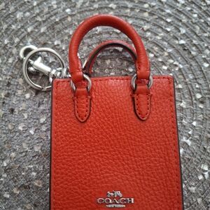 Coach Red Leather Keychain Bag Charm